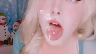 Ahegao Elsa Costume play orgasm from prompt massager