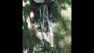 Amateur woman fucking with a bicycle
