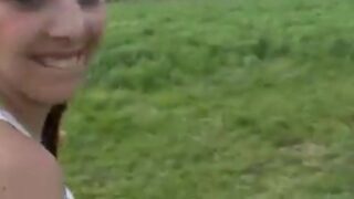Horny couple fucking in the field