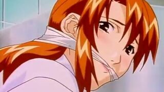Redhead anime girl gagged and fucked in the kitchen